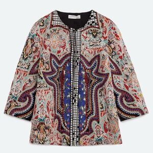 Zara‎ Embroidered Jacket Coat 2903/042 As Royal Size S/M (approx)